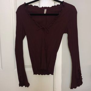 Free People Maroon Fitted Top
